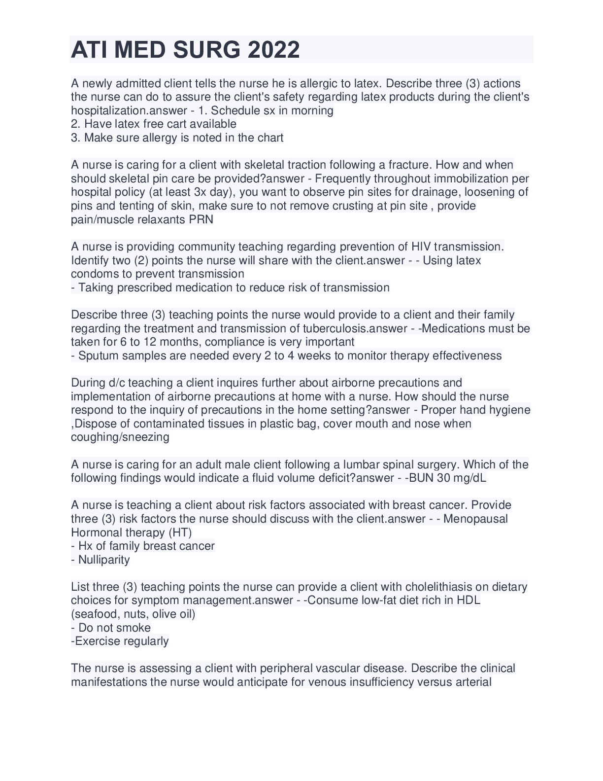 Preview image for ATI MED SURG 2022,GRADED a